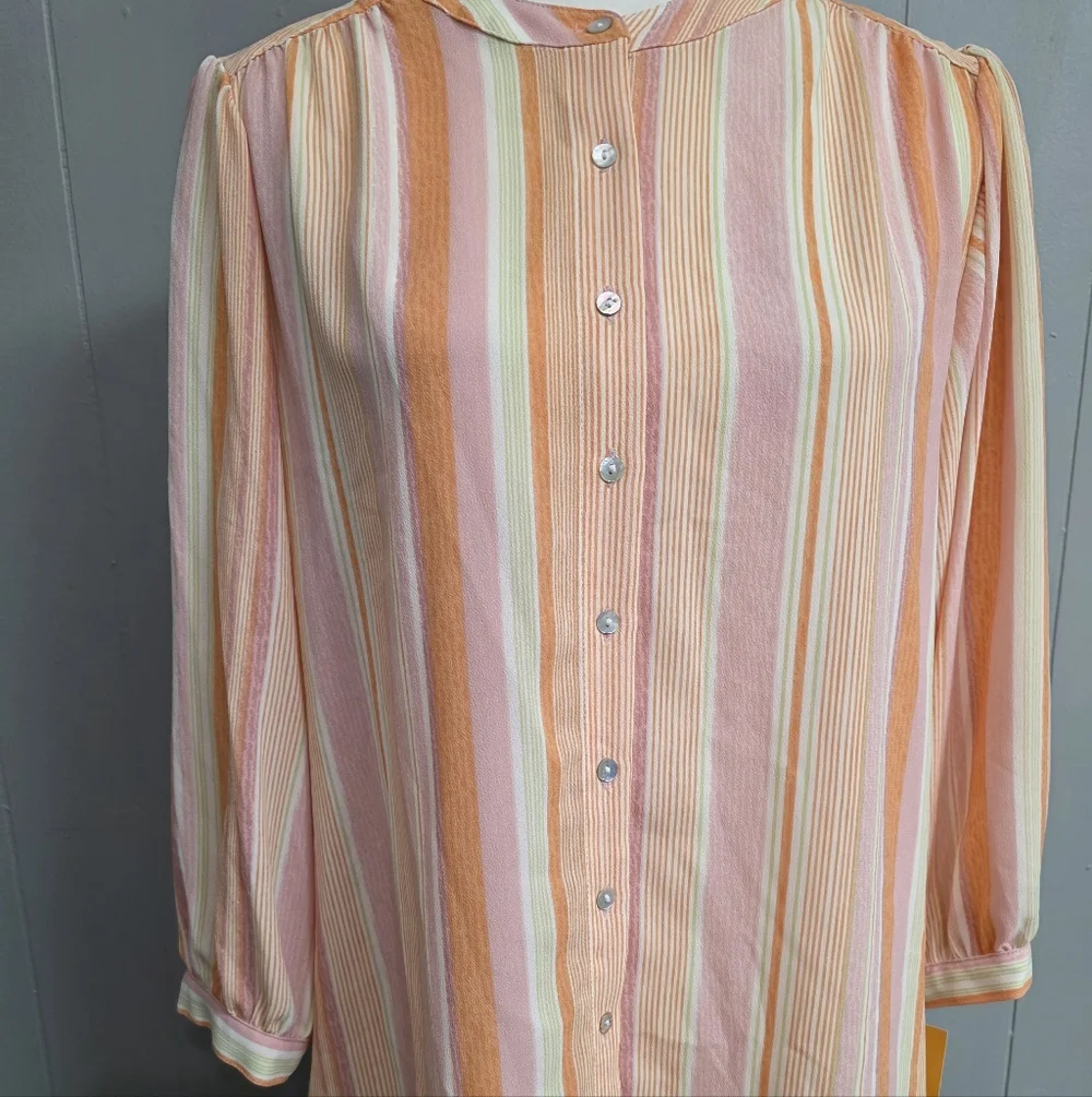 Ruby Rd. Springtime Stripe Button Up Sleeve Top Size S - Picture 4 of 12